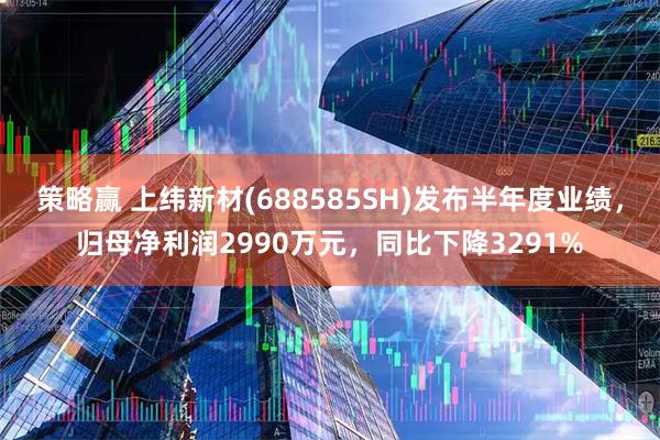 策略赢 上纬新材(688585SH)发布半年度业绩，归母净利润2990万元，同比下降3291%