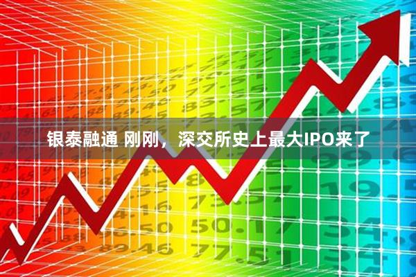 银泰融通 刚刚，深交所史上最大IPO来了
